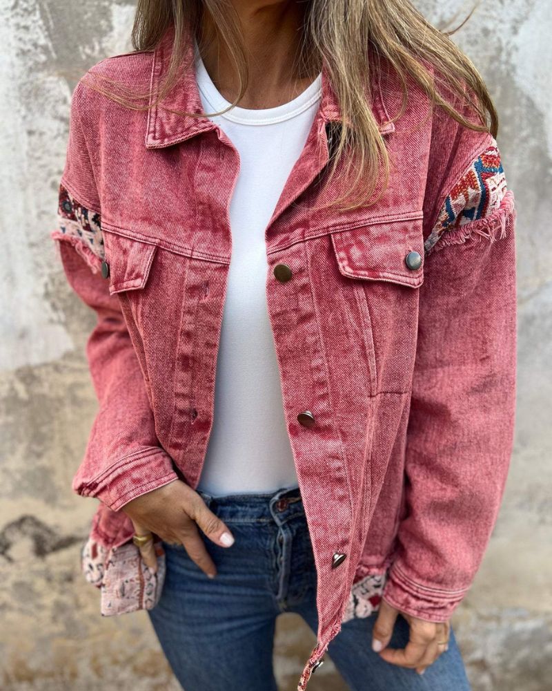 EVA - Veste décontractée en patchwork de denim