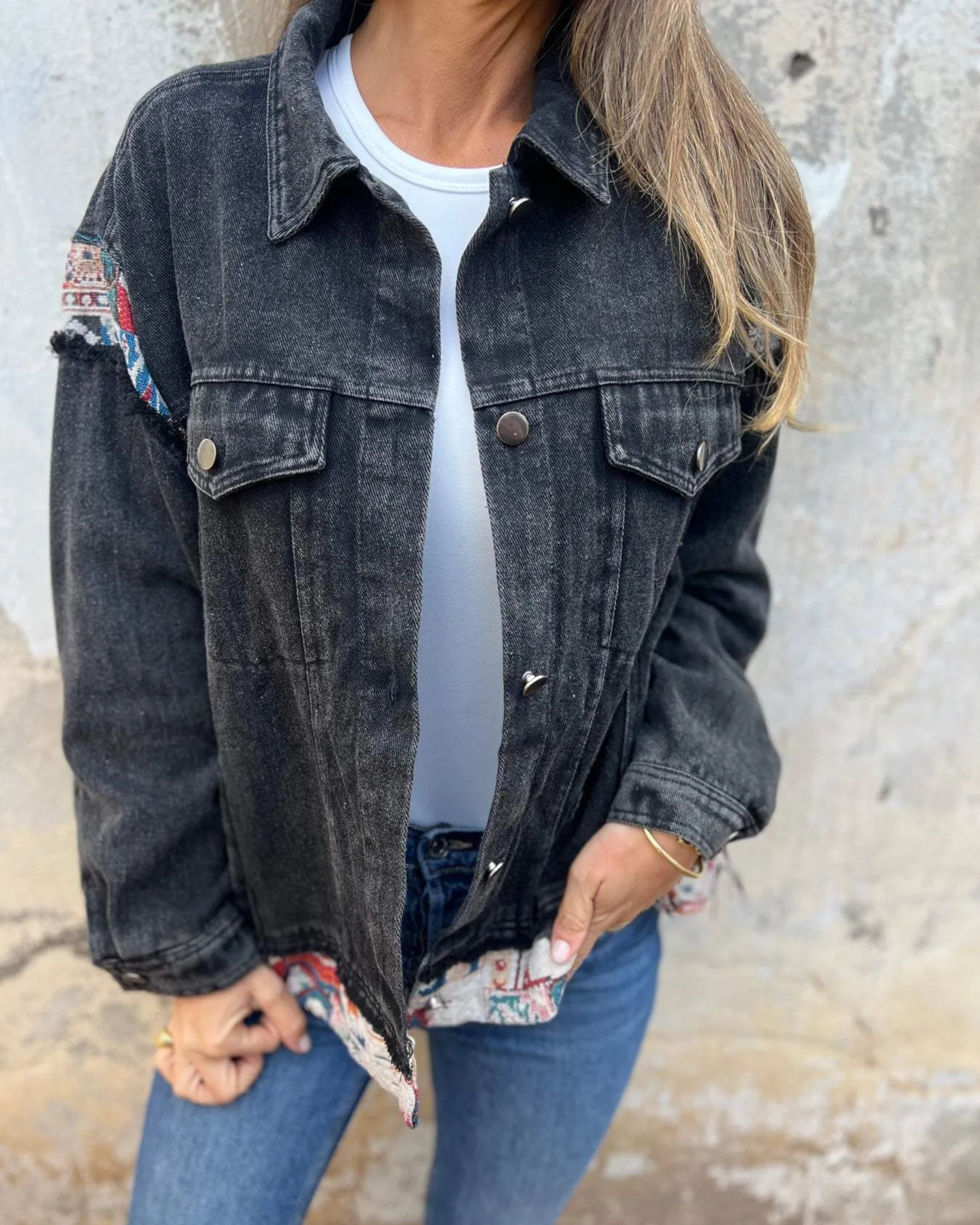 EVA - Veste décontractée en patchwork de denim