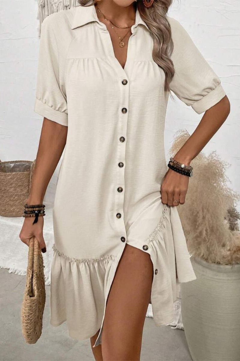 Beatriz - Robe élégante à volants et boutons