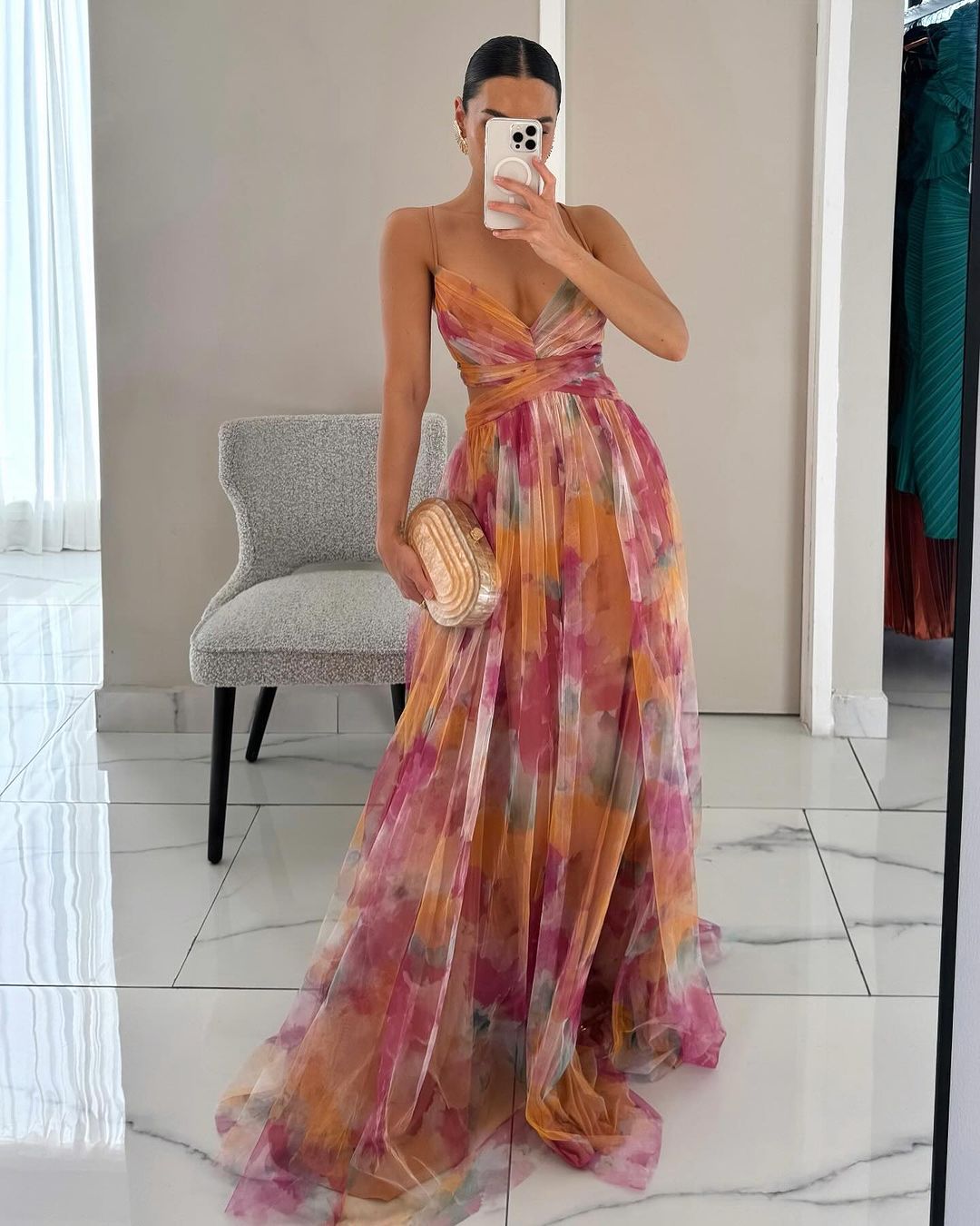 Eléna - Abito Lungo Elegante et Floreale