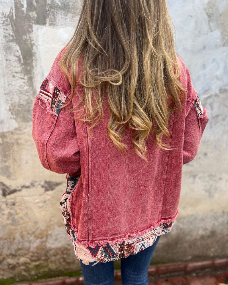 EVA - Veste décontractée en patchwork de denim
