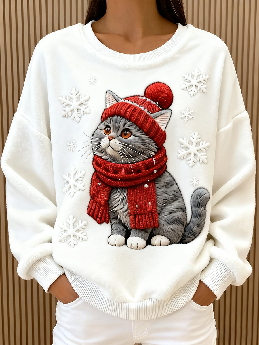 Aino - Christmas Plush Cat Art Sweater